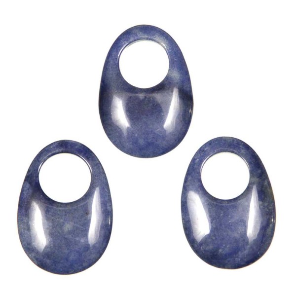 Pendentif donut oval en quartz bleu. - Photo n°4