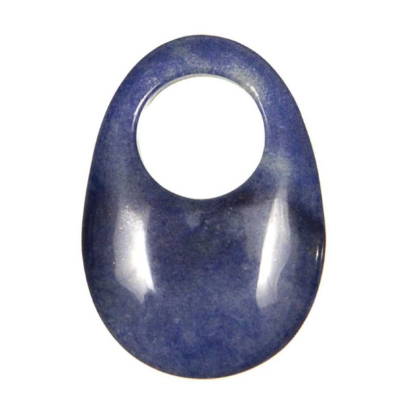 Pendentif donut oval en quartz bleu. - Photo n°1