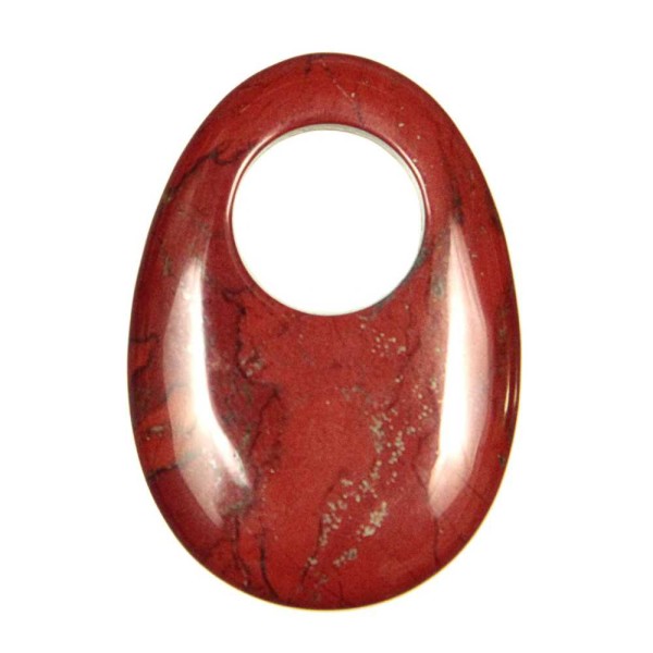 Pendentif donut oval en jaspe rouge. - Photo n°2