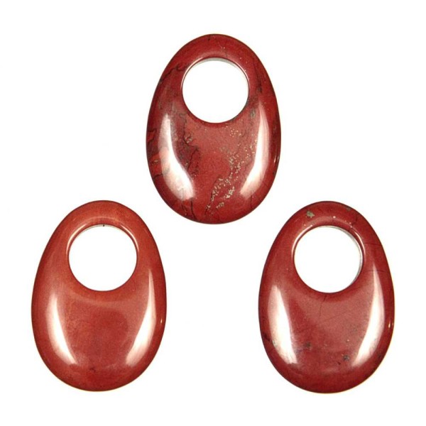 Pendentif donut oval en jaspe rouge. - Photo n°4