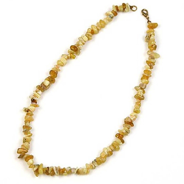 Collier de pierre en opale jaune - perles baroques. - Photo n°2