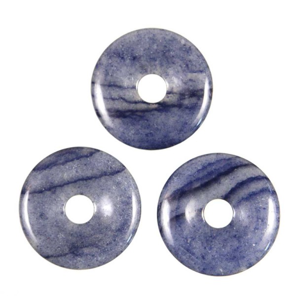 Donut Pi Chinois en quartz bleu pour pendentif - Diamètre 2 cm. - Photo n°3