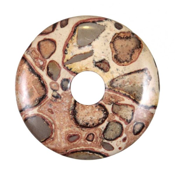 Donut Pi Chinois en léopardite (ou oncolithe) pour pendentif - Diamètre 3 cm. - Photo n°2