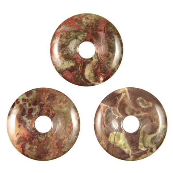 Donut Pi Chinois en rhyolite pour pendentif - Diamètre 3 cm. - Photo n°3