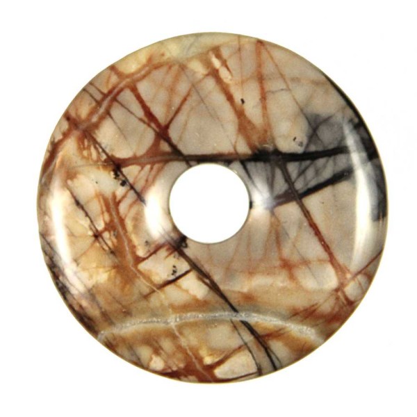 Donut Pi Chinois en jaspe picasso pour pendentif - Diamètre 3 cm. - Photo n°2