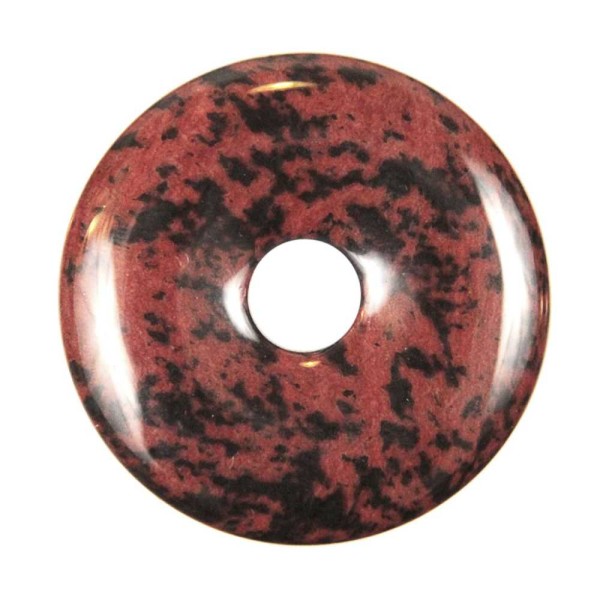 Donut Pi Chinois en obsidienne acajou pour pendentif - Diamètre 3 cm. - Photo n°2