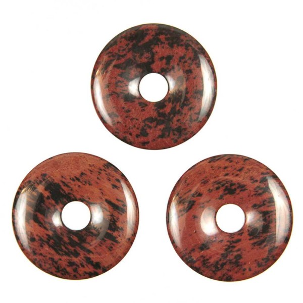 Donut Pi Chinois en obsidienne acajou pour pendentif - Diamètre 3 cm. - Photo n°3