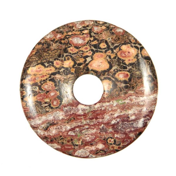 Donut Pi Chinois en jaspe léopard pour pendentif - Diamètre 3 cm. - Photo n°2