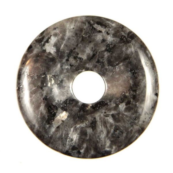 Donut Pi Chinois en larvikite pour pendentif - Diamètre 3 cm. - Photo n°2