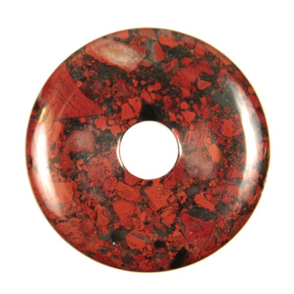 Donut Pi Chinois en jaspe breschia pour pendentif - Diamètre 3 cm. - Photo n°2
