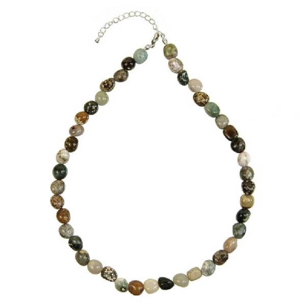 Collier en jaspe orbiculaire - Perles pierres roulées. - Photo n°2