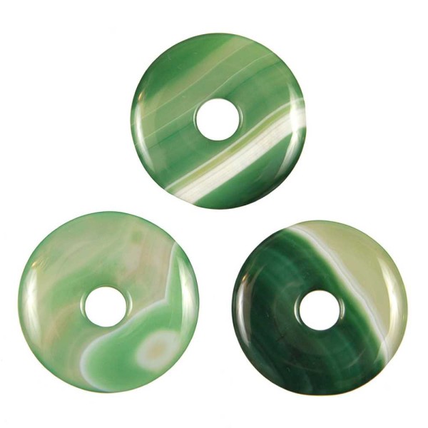 Donut Pi Chinois en agate colorée verte pour pendentif - Diamètre 3 cm. - Photo n°3