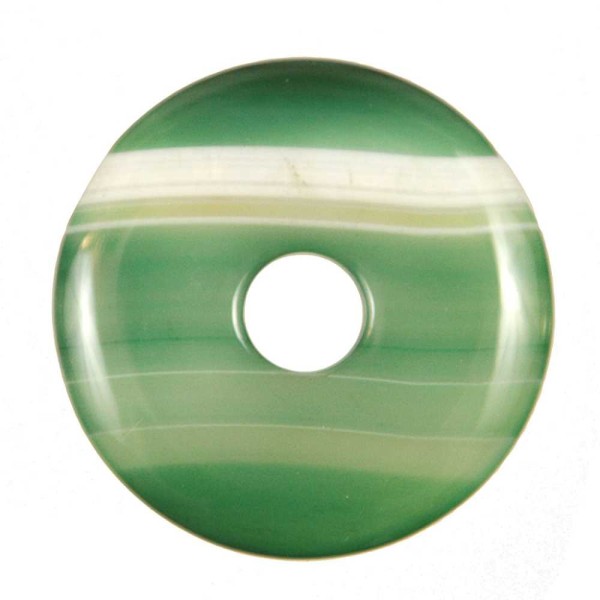 Donut Pi Chinois en agate colorée verte pour pendentif - Diamètre 3 cm. - Photo n°1