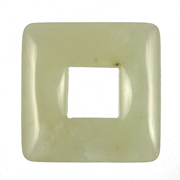 Donut carré en jade de Chine pour pendentif - Taille 2.8 cm. - Photo n°2