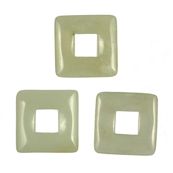 Donut carré en jade de Chine pour pendentif - Taille 2.8 cm. - Photo n°3