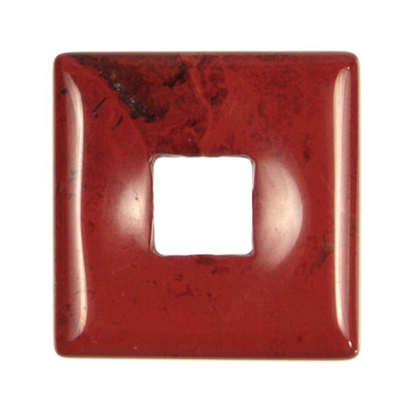 Donut carré en jaspe rouge pour pendentif - Taille 2.8 cm. - Photo n°2