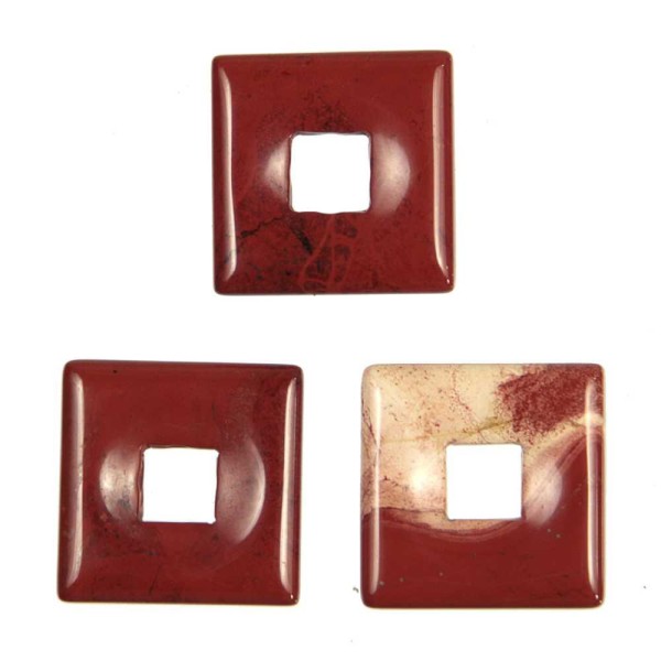 Donut carré en jaspe rouge pour pendentif - Taille 2.8 cm. - Photo n°3