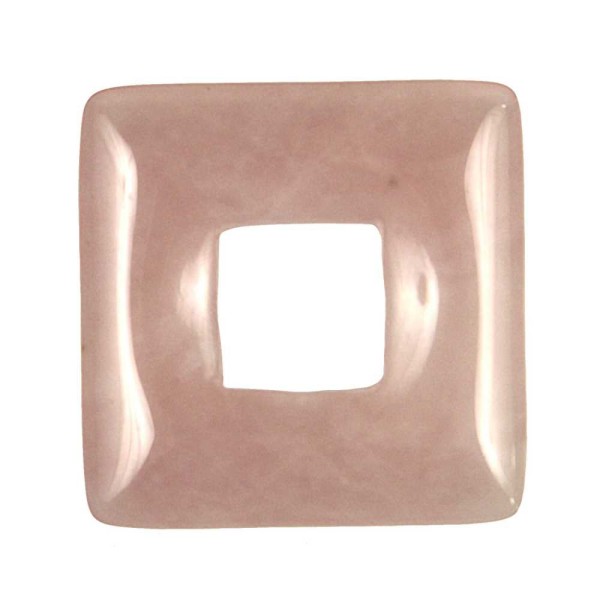 Donut carré en quartz rose pour pendentif - Taille 2.8 cm. - Photo n°1