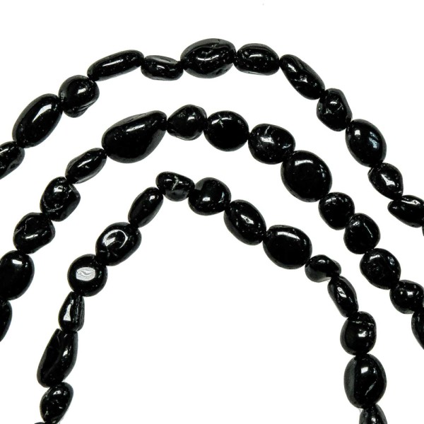 Collier en tourmaline noire - Perles roulées 5 à 8 mm - 43 cm. - Photo n°3