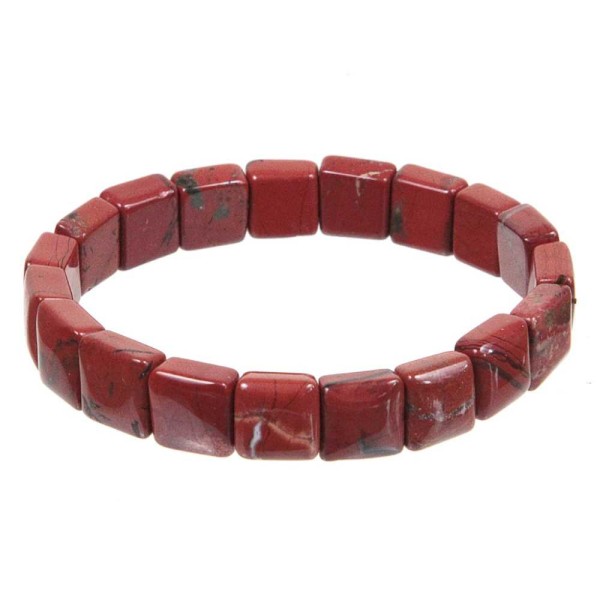 Bracelet perles carrées en jaspe rouge. - Photo n°2