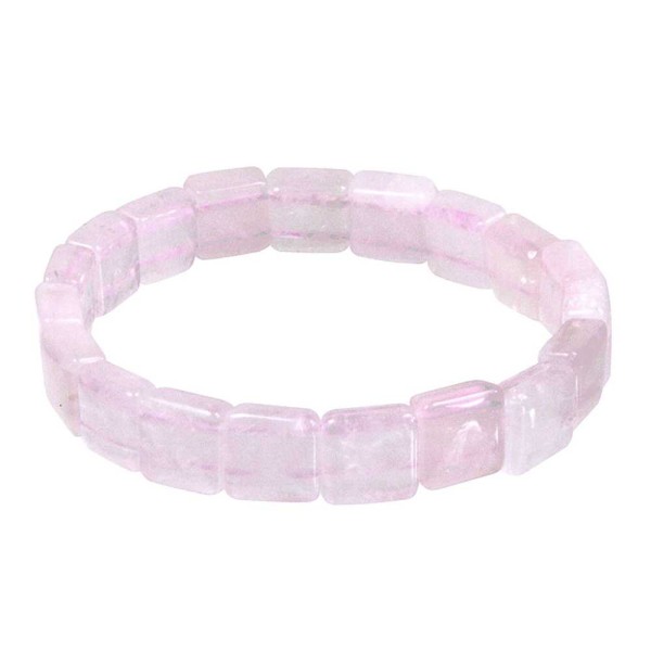 Bracelet perles carrées en quartz rose. - Photo n°2