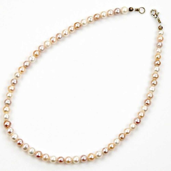 Collier en perles de culture - perles rondes 7 mm - 45 cm. - Photo n°2