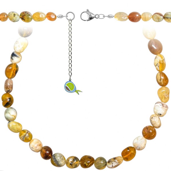 Collier en opale jaune - Perles roulées 8 à 12 mm - 43 cm. - Photo n°2