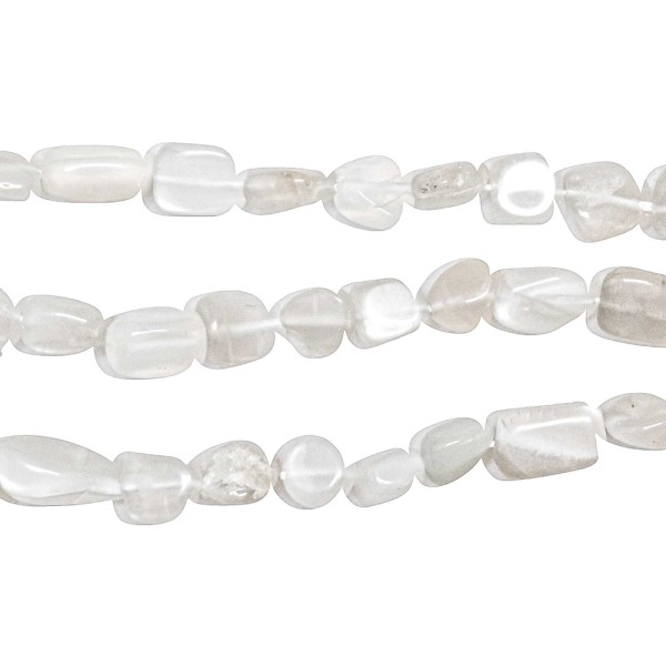 Collier en pierre de lune blanche - Perles roulées 8 à 12 mm - 43 cm. - Photo n°3