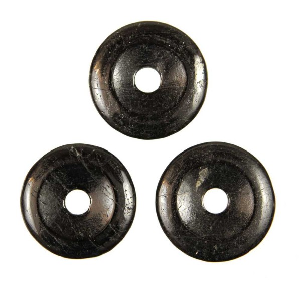 Donut Pi Chinois en tourmaline noire pour pendentif - Diamètre 3 cm. - Photo n°3