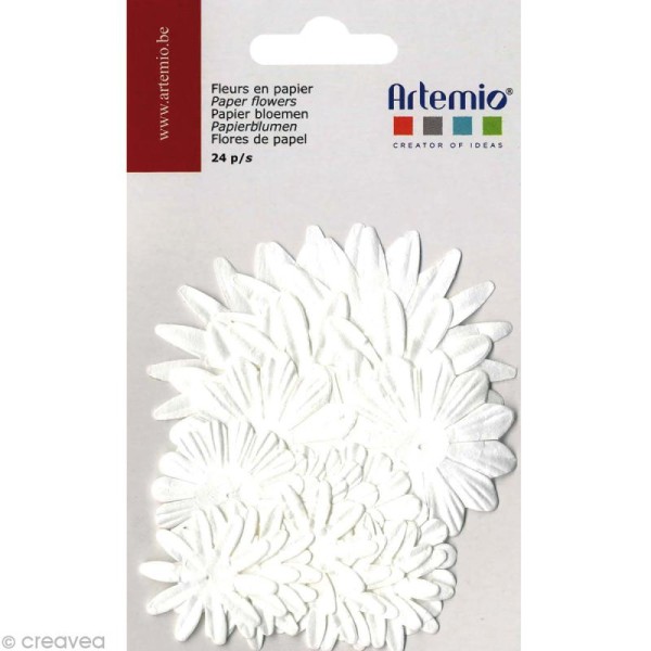 Fleurs en papier - Mix Blanc 24 pcs - Photo n°1