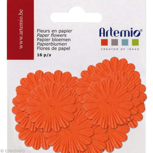 Fleurs en papier - Mix Orange 16 pcs - Photo n°1