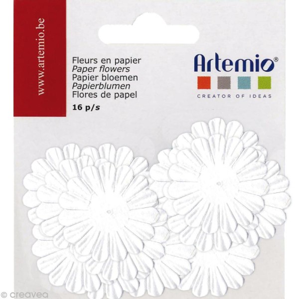 Fleurs en papier - Mix Blanc 16 pcs - Photo n°1