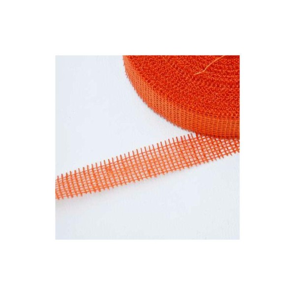 Ruban toile de jute orange foncé de 3 cm de largeur. Vendu au mètre - Photo n°1