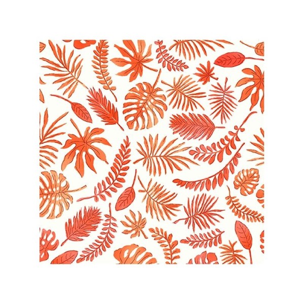 Tissu mini feuilles orange - vendu par 25 cm - Photo n°1