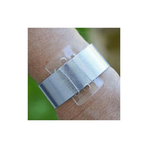 Bracelet flexible Wrap Oasis argenté. Longueur 22 cm, largeur 2.5 cm. Vendu à l'unité - Photo n°2