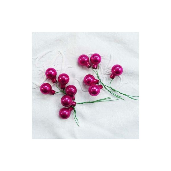 Mini boules de Noël roses. Diam. environ 2 cm - Vendues par 6 - Photo n°1