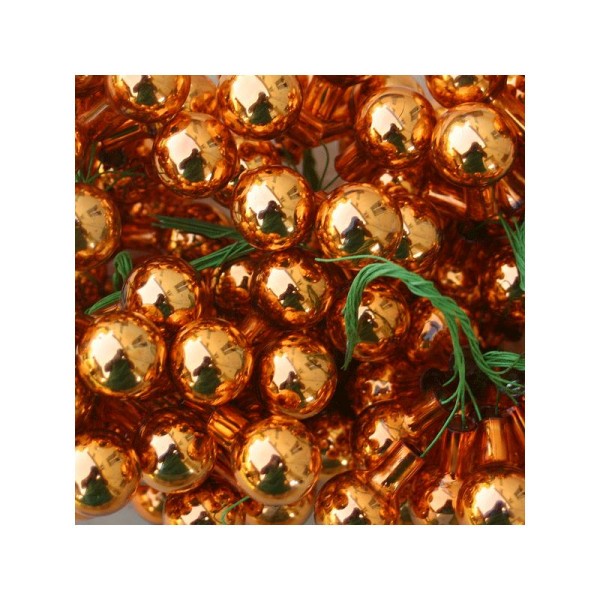 Mini-boules de Noël Orange. Diam. environ 2 cm - Vendues par 6 - Photo n°1