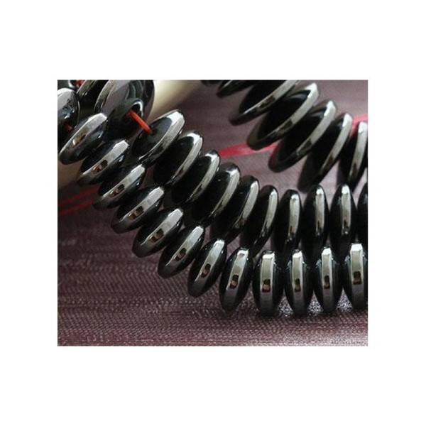 20 Perles Hematite Noir Rondelle 8mm x 3mm Non-Magnetique Creation bijoux, bracelet, Collier - Photo n°2