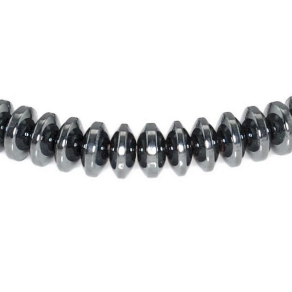 20 Perles Hematite Noir Rondelle 8mm x 3mm Non-Magnetique Creation bijoux, bracelet, Collier - Photo n°1