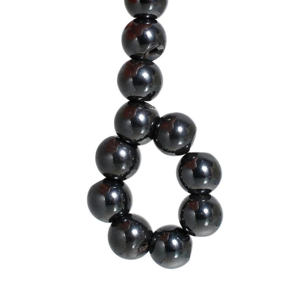 Lot 10 Perles Hematite Noir 8mm Magnetique Creation bijoux, bracelet, Collier - Photo n°3