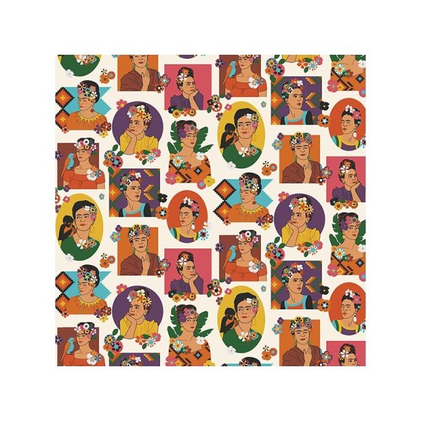 Tissu Frida Kahlo - vendu par 25 cm - Photo n°1
