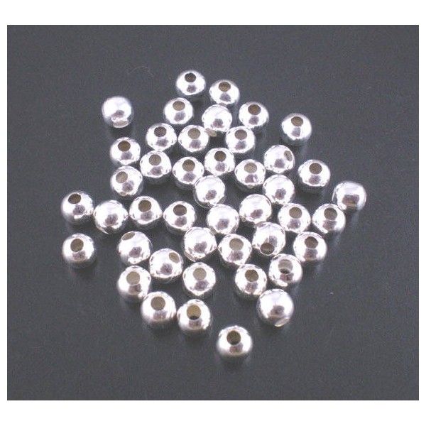 LOT  Petites Perles métal couleur argent - rondes - Photo n°1