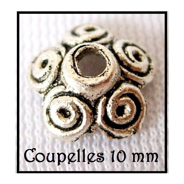 LOT de 100 Coupelles en métal argenté 10 mm - Apprêt bijoux - Photo n°1