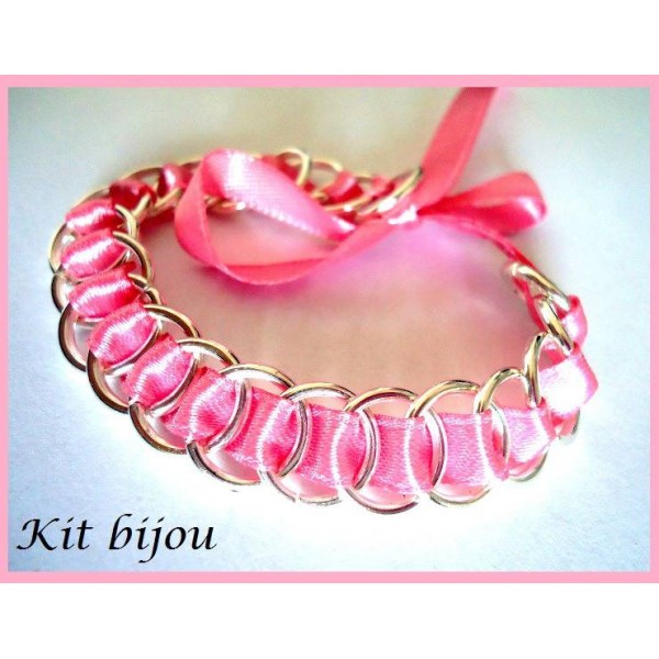 KIT DIY bracelet en métal rose et argent - Photo n°1