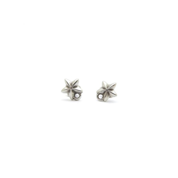 Support boucles d'oreilles puce modèle étoile métal zamak argenté - 1 paire - Europe - Photo n°1