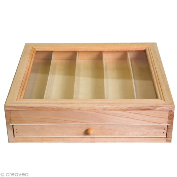 Boîte à bijoux tiroir en bois à décorer - Photo n°1