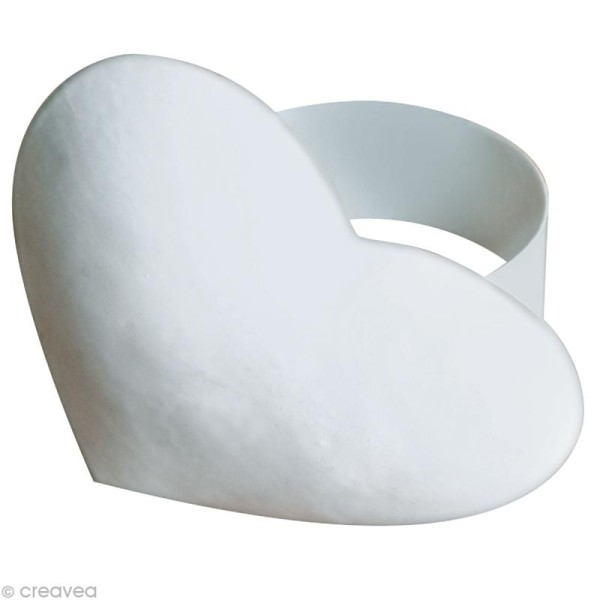 Rond de serviette coeur en métal blanc 5,5 cm - Photo n°1
