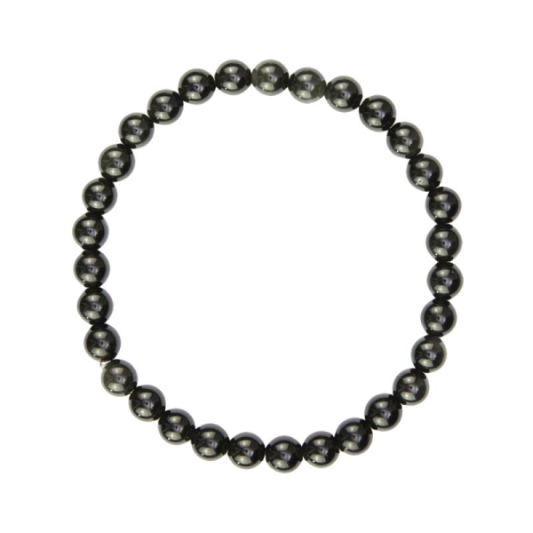 Bracelet Obsidienne noire 18cm - Pierres boules 6mm - Sans fermoir - Photo n°2
