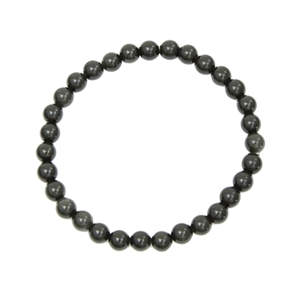 Bracelet Obsidienne noire 18cm - Pierres boules 6mm - Sans fermoir - Photo n°1