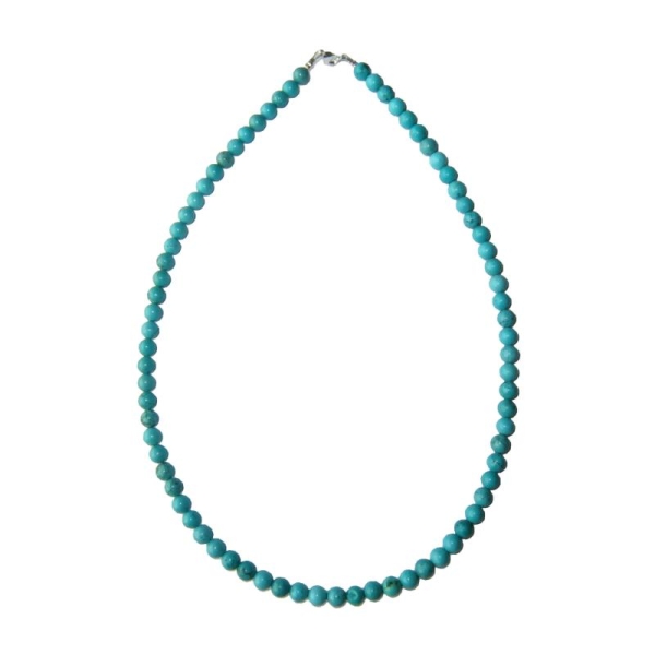 Collier Turquoise 42cm - Pierres boules 6mm - Fermoir Or - Photo n°2